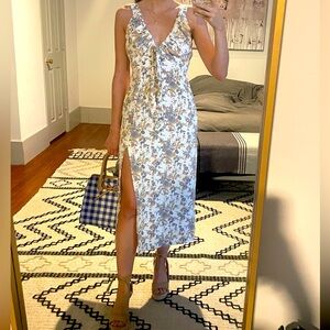 Abercrombie & Fitch Floral Midi Dress - White and Blue